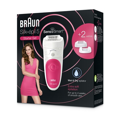 Braun Silk-&eacute;pil 5 5/500 SensoSmart 28 pinzette Rosa, Bianco