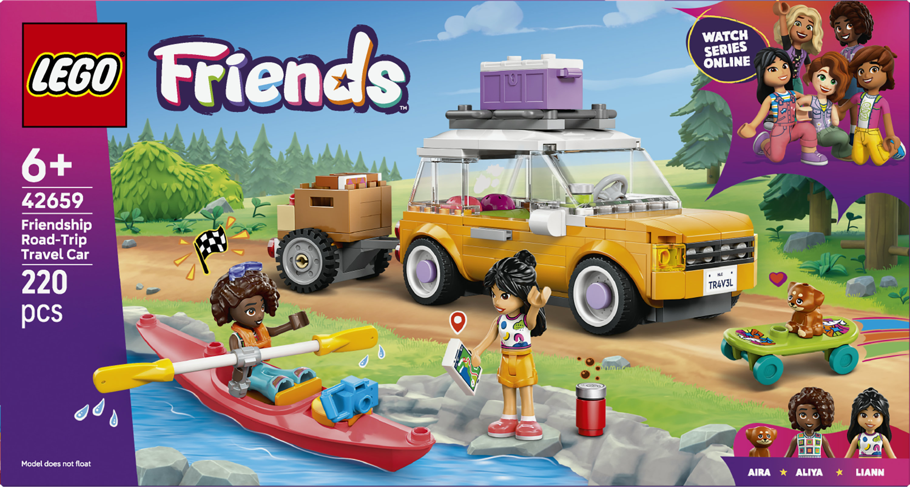 LEGO Friends 42659 Viaggio in Auto con il Cucciolo - Macchina Giocattolo con 2 Mini Bamboline, Cane e Accessori, Idea Regalo 6+