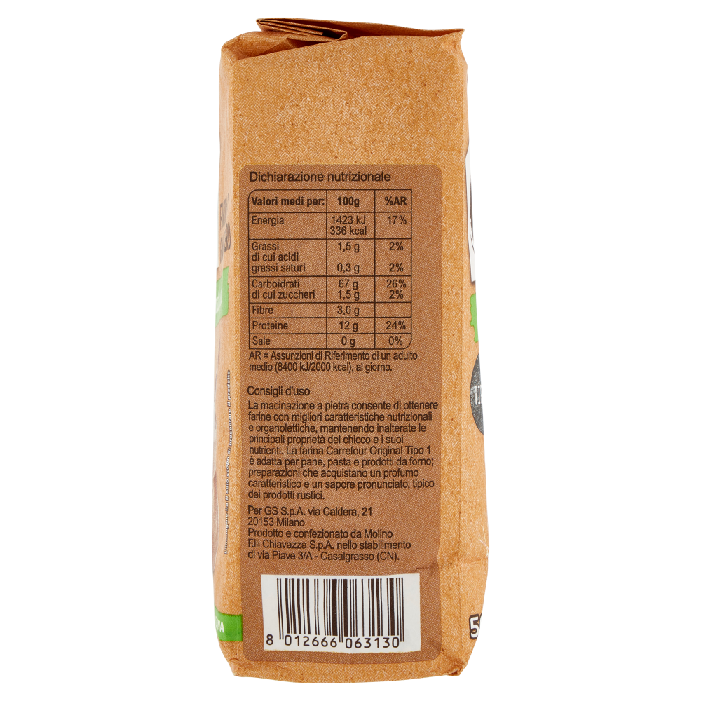Carrefour Original Farina di Grano Tenero Tipo 1 macinata a pietra 500 g