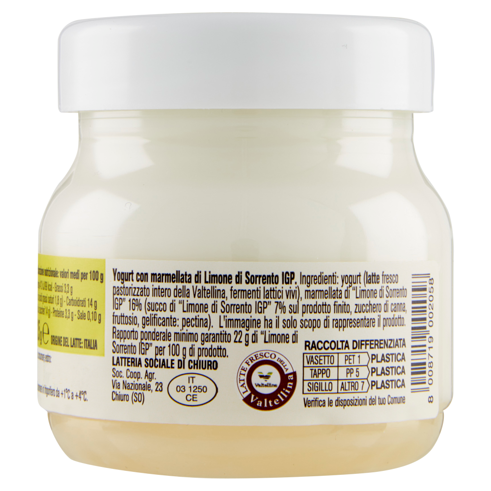AlpiYò Yogurt di Valtellina Intero con marmellata di Limone di Sorrento IGP 125 g