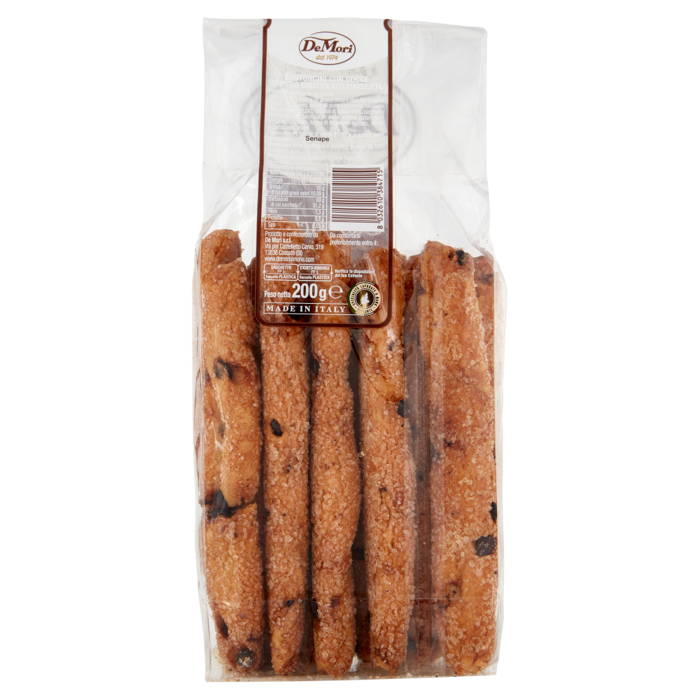 De Mori Bastoncini con gocce di puro cioccolato fondente 200 g