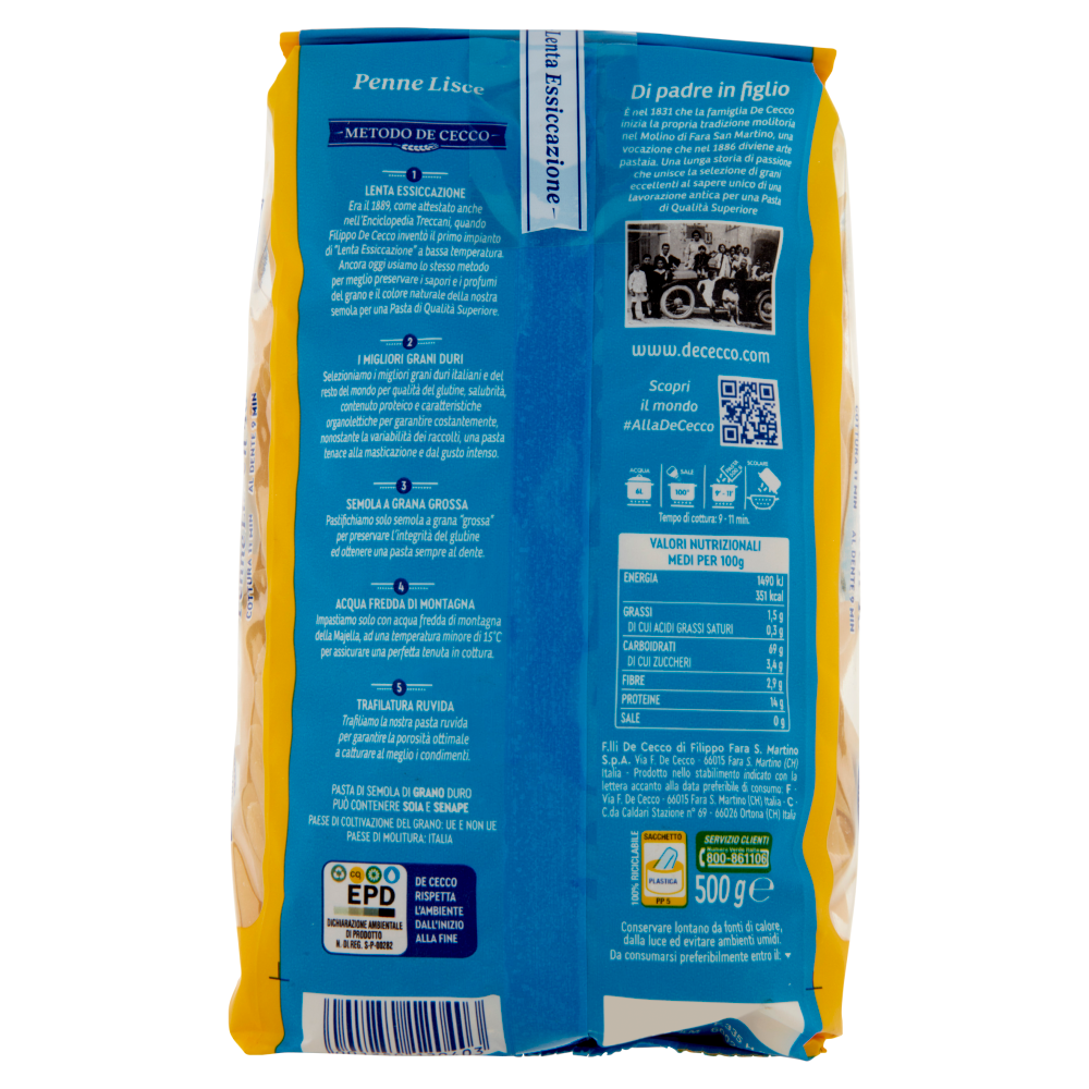 De Cecco Penne Lisce n&deg;40 500 g