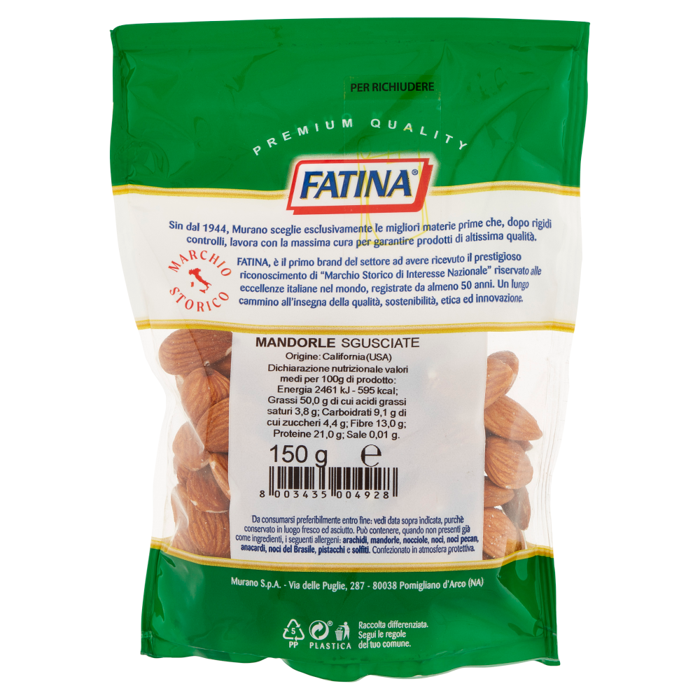Fatina Frutta Secca Snack Mandorle Sgusciate 150 g
