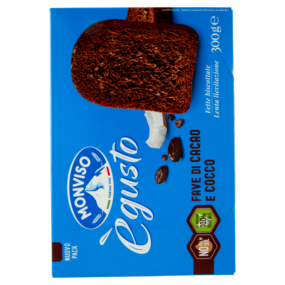 Monviso ègusto Fave di cacao e cocco Fette biscottate 300g