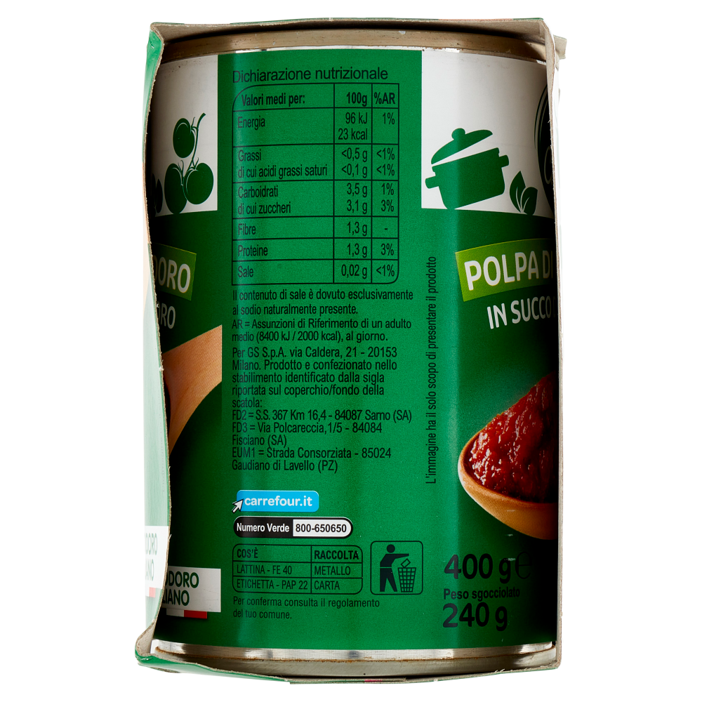 Carrefour Classic Polpa di Pomodoro in Succo di Pomodoro 3 x 400 g