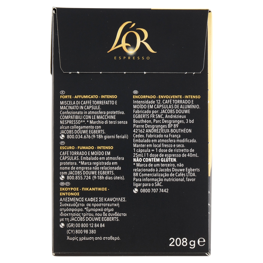 L'Or Espresso Onyx 12- 40 Capsule Caff&egrave; Compatibili con Macchine Nespresso*&reg; Original 208g