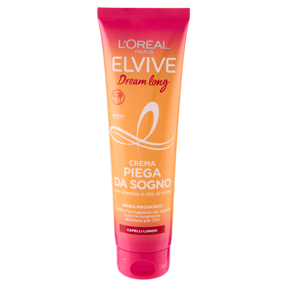 Elvive Dream long Crema Piega da Sogno con vitamina e olio di ricino, per Capelli Lunghi, 150 ml