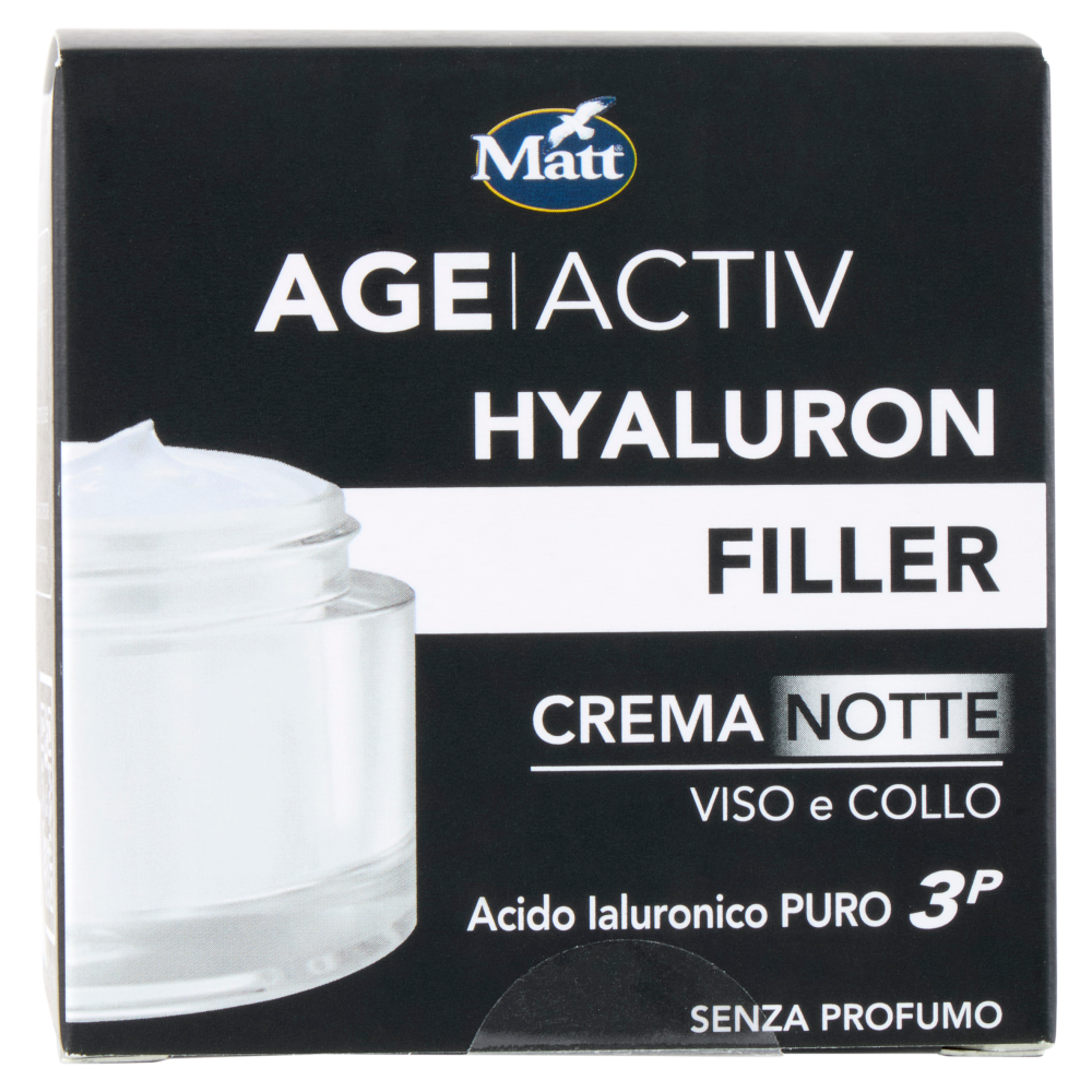 Matt Age Activ Hyaluron Filler Crema Notte Viso e Collo Acido Ialuronico Puro 3P 50 ml