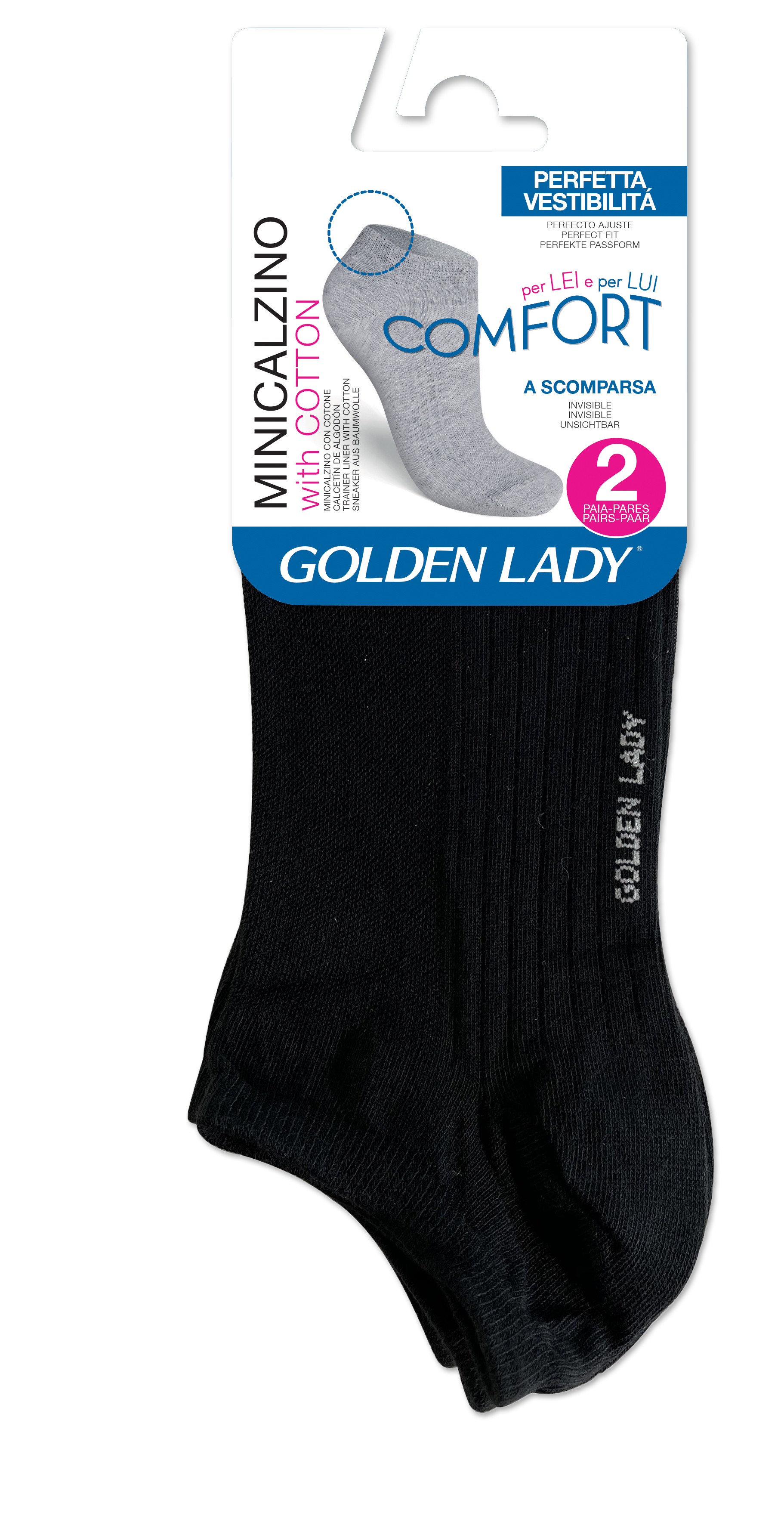 Golden Lady Minicalzino Unisex 2P Nero Tg. M-L