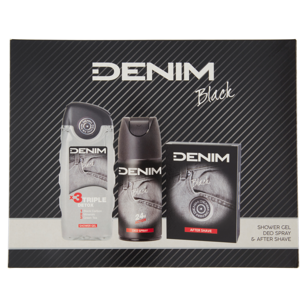 Denim Black Shower Gel 250 ml + Deo Spray 150 ml + After Shave 100 ml