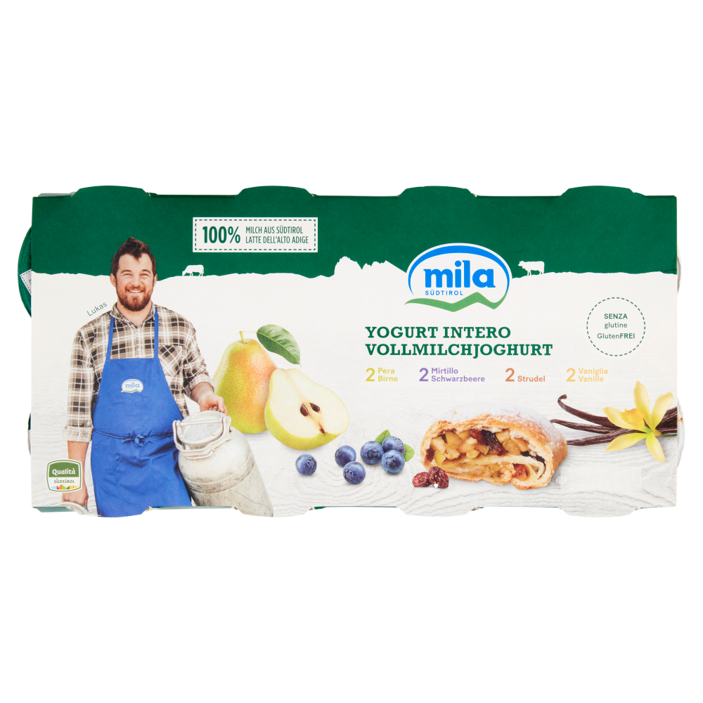 mila Yogurt Intero 2 Pera - 2 Mirtillo - 2 Strudel - 2 Vaniglia 8 x 125 g