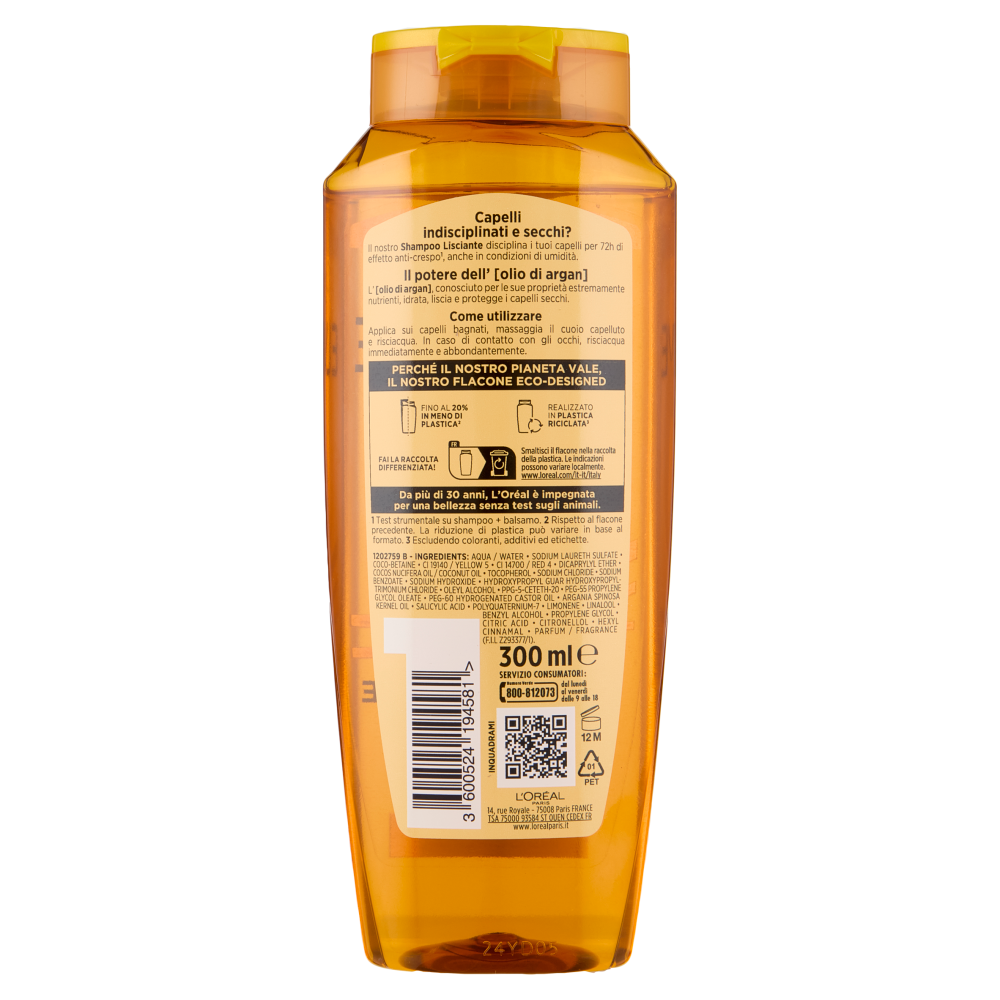 Elvive Liss Intense Shampoo Lisciante, per Capelli Secchi, Indisciplinati, 300 ml
