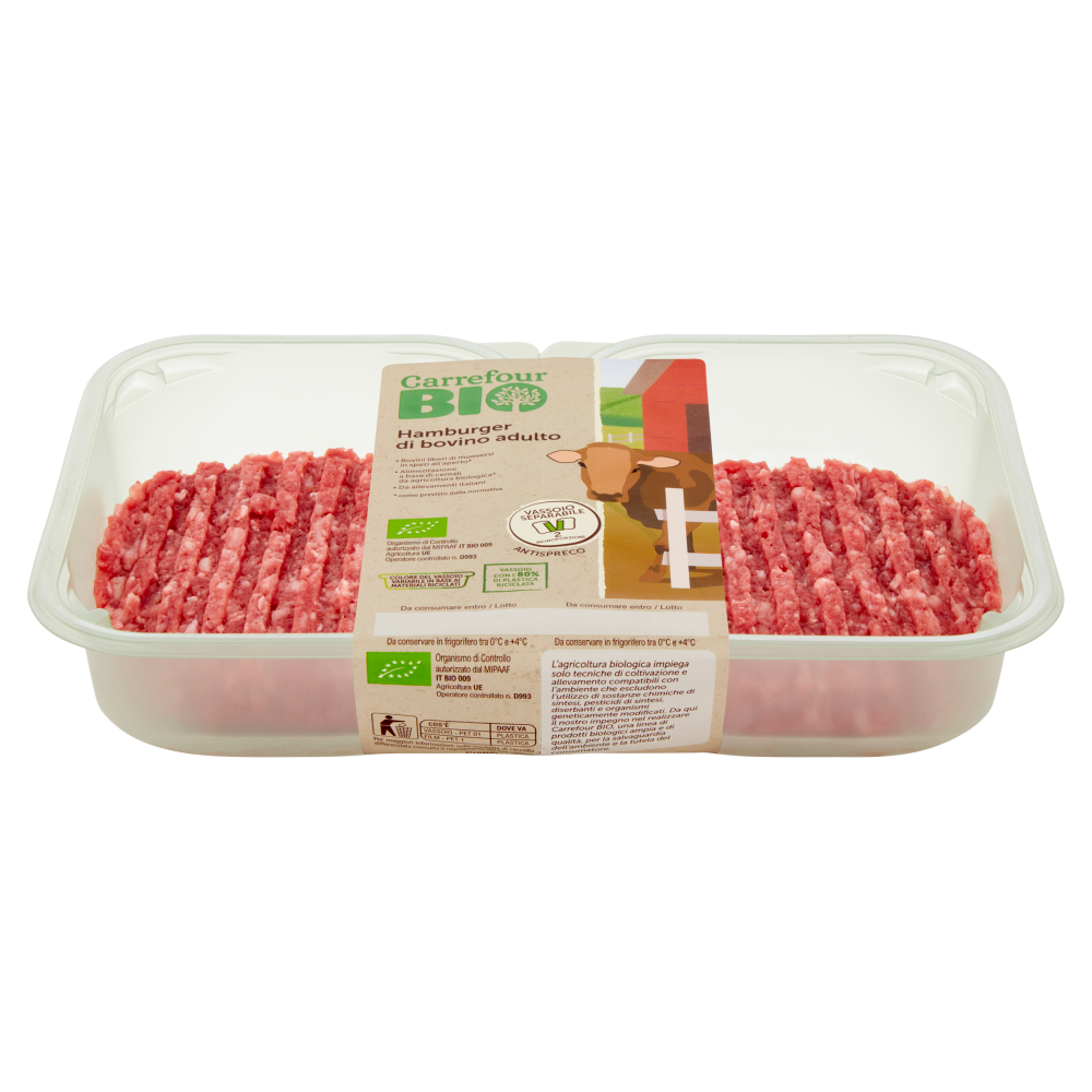 Carrefour Bio Hamburger di bovino adulto 2 x 150 g