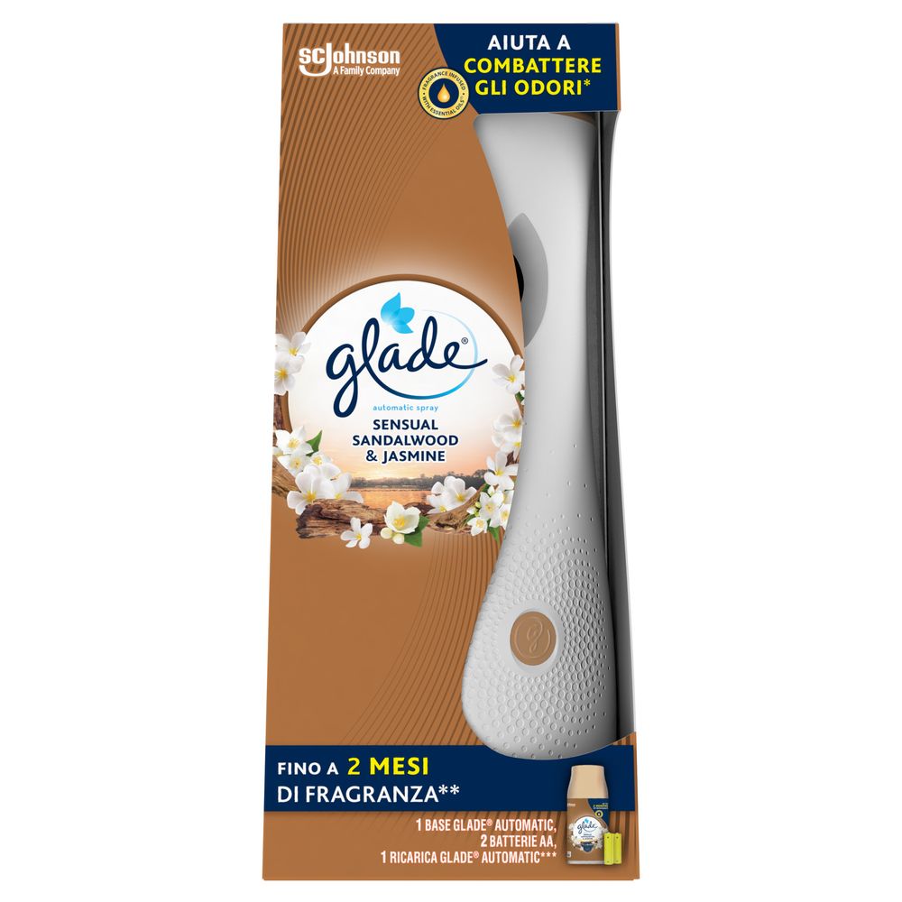 Glade Automatic Spray, Profumatore per Ambienti, Fragranza Gelsomino e Sandalo di Bali, Diffusore da 269 ml