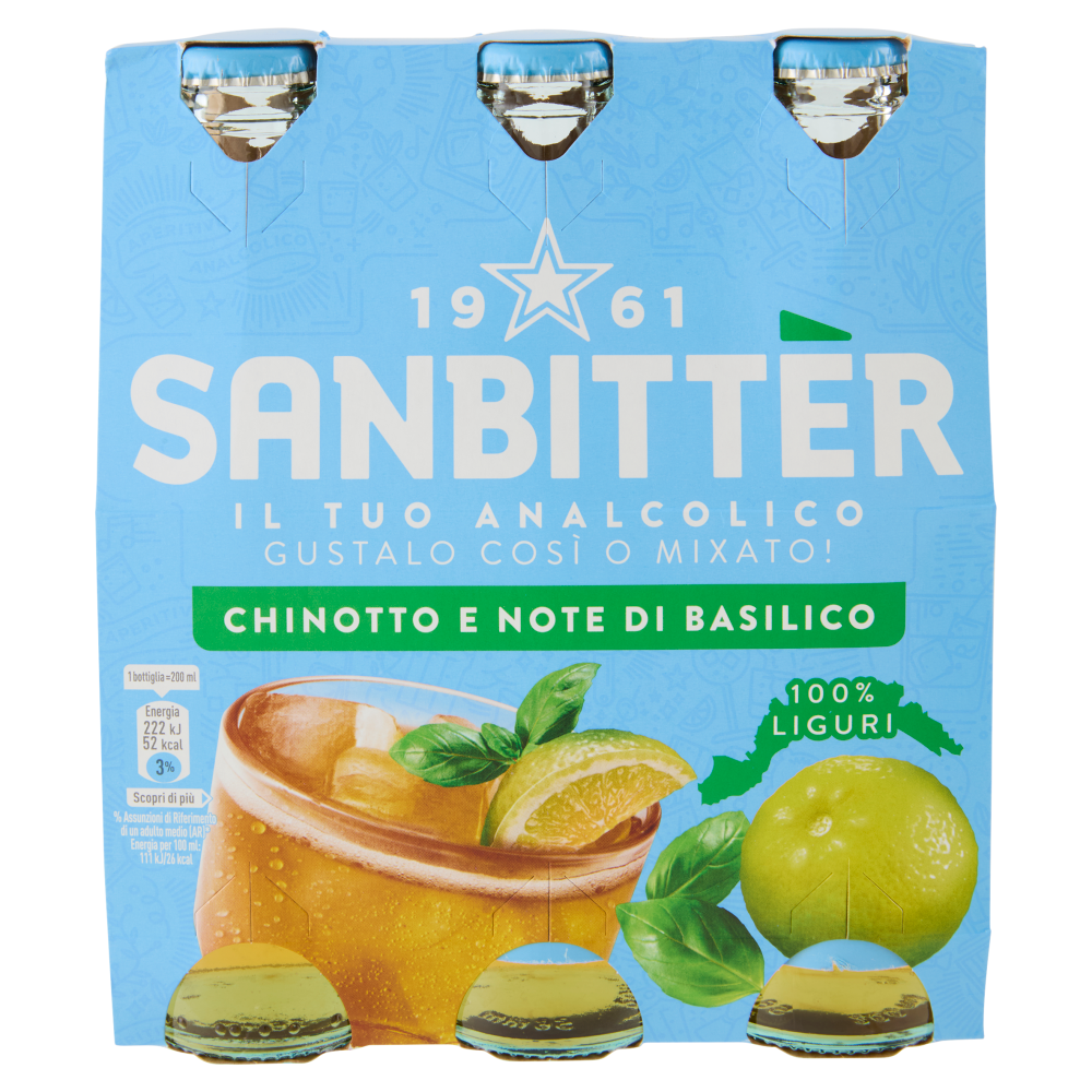 Sanbittèr, Chinotto e note di Basilico, Aperitivo Analcolico - 3 x 200ml