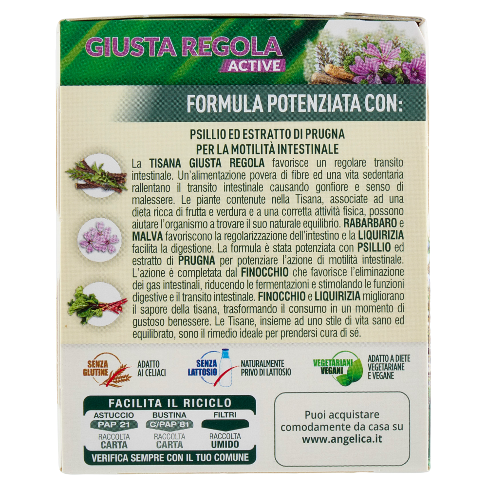 L'Angelica Le Tisane Giusta Regola Active 18 Filtri 36.0 g