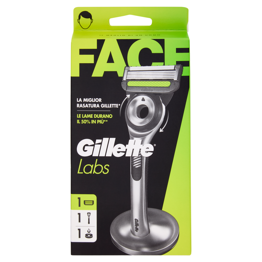 Gillette Labs Rasoio da Uomo, 1 Lametta + 1 Manico + 1 Base