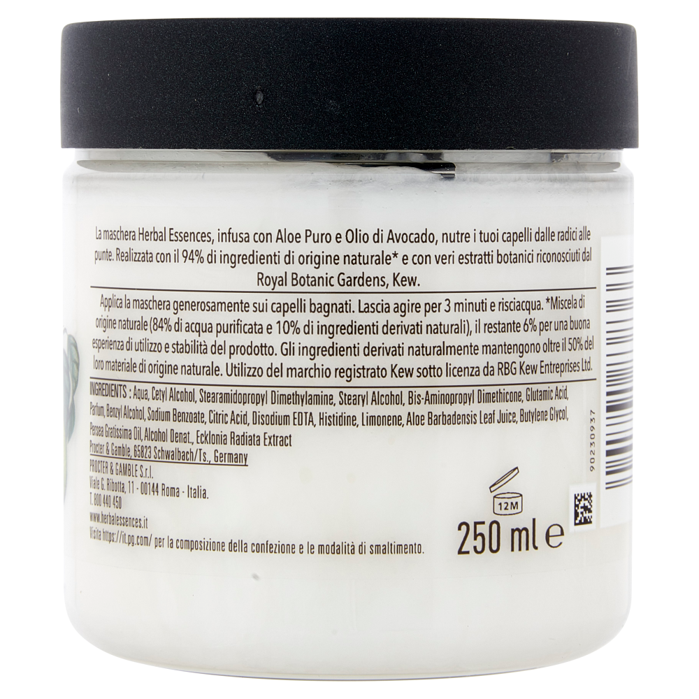 Herbal Essences Maschera Capelli Nutre ed Idrata con Puro Aloe + Olio di Avocado  250 ml