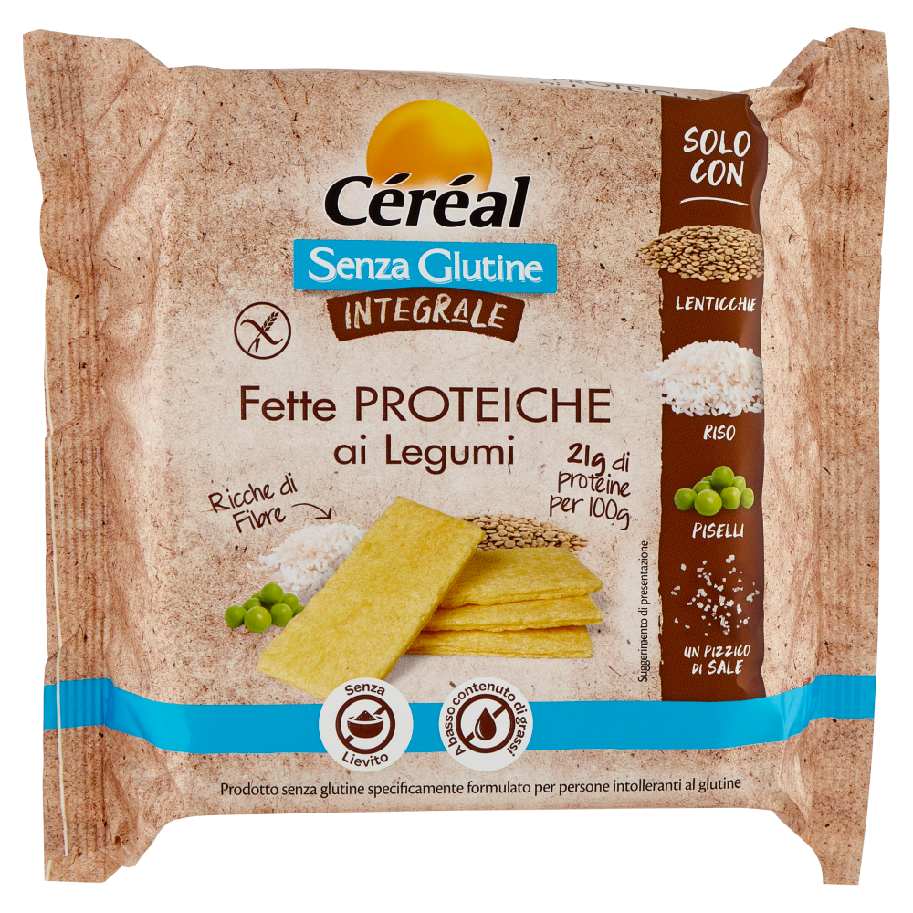 C&eacute;r&eacute;al, Fette Proteiche ai Legumi, Integrali, Senza Glutine, Senza Lievito, Ricche di Fibre - 100 g