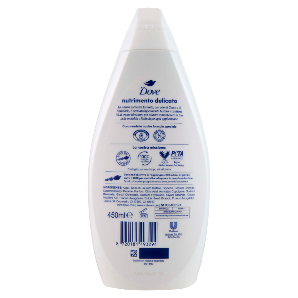 Dove bagnodoccia nutrimento delicato con olio di cocco e mandorle 450 ml