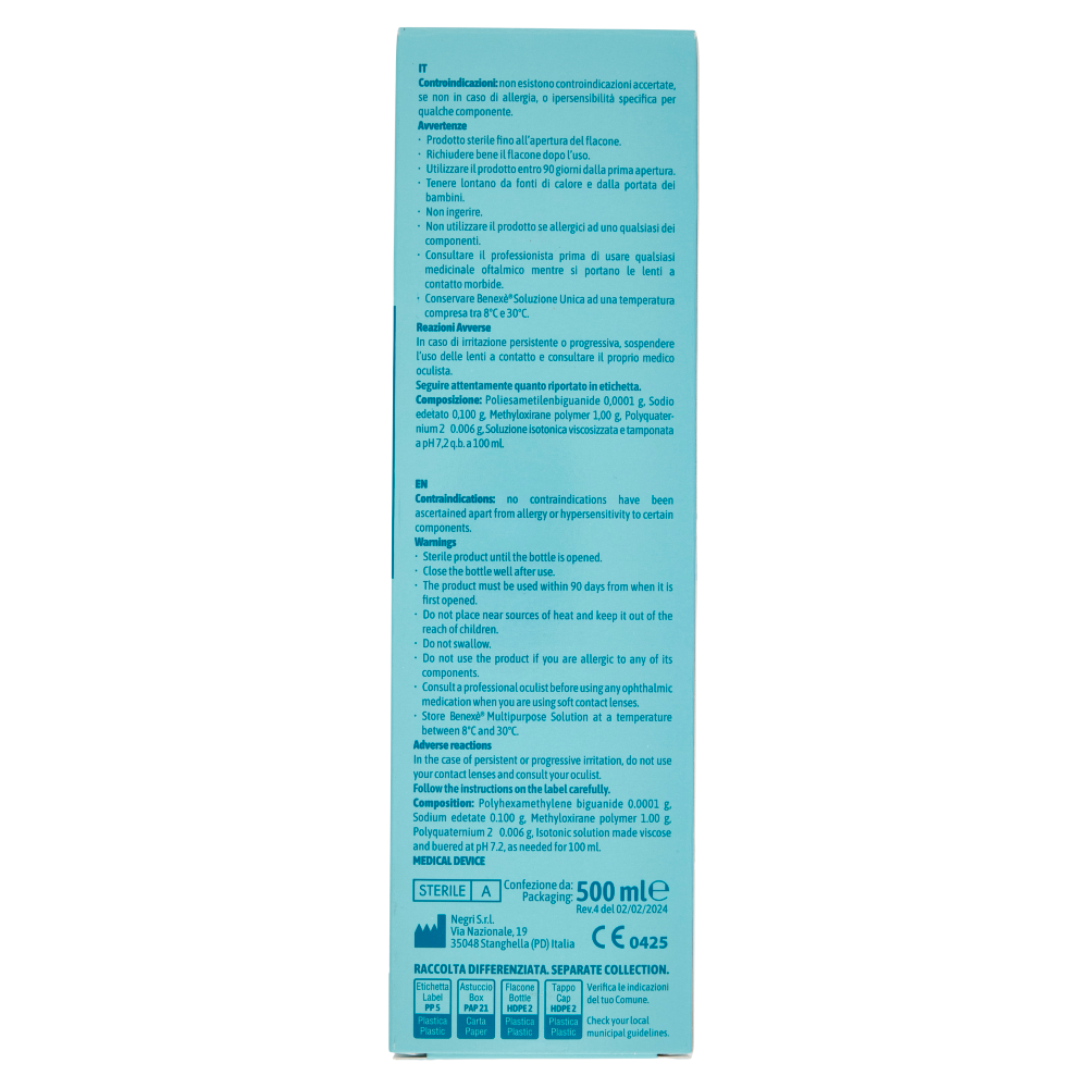 Benexè X i Tuoi Occhi Soluzione Unica per Lenti a Contatto Morbide 500 ml + Porta Lenti