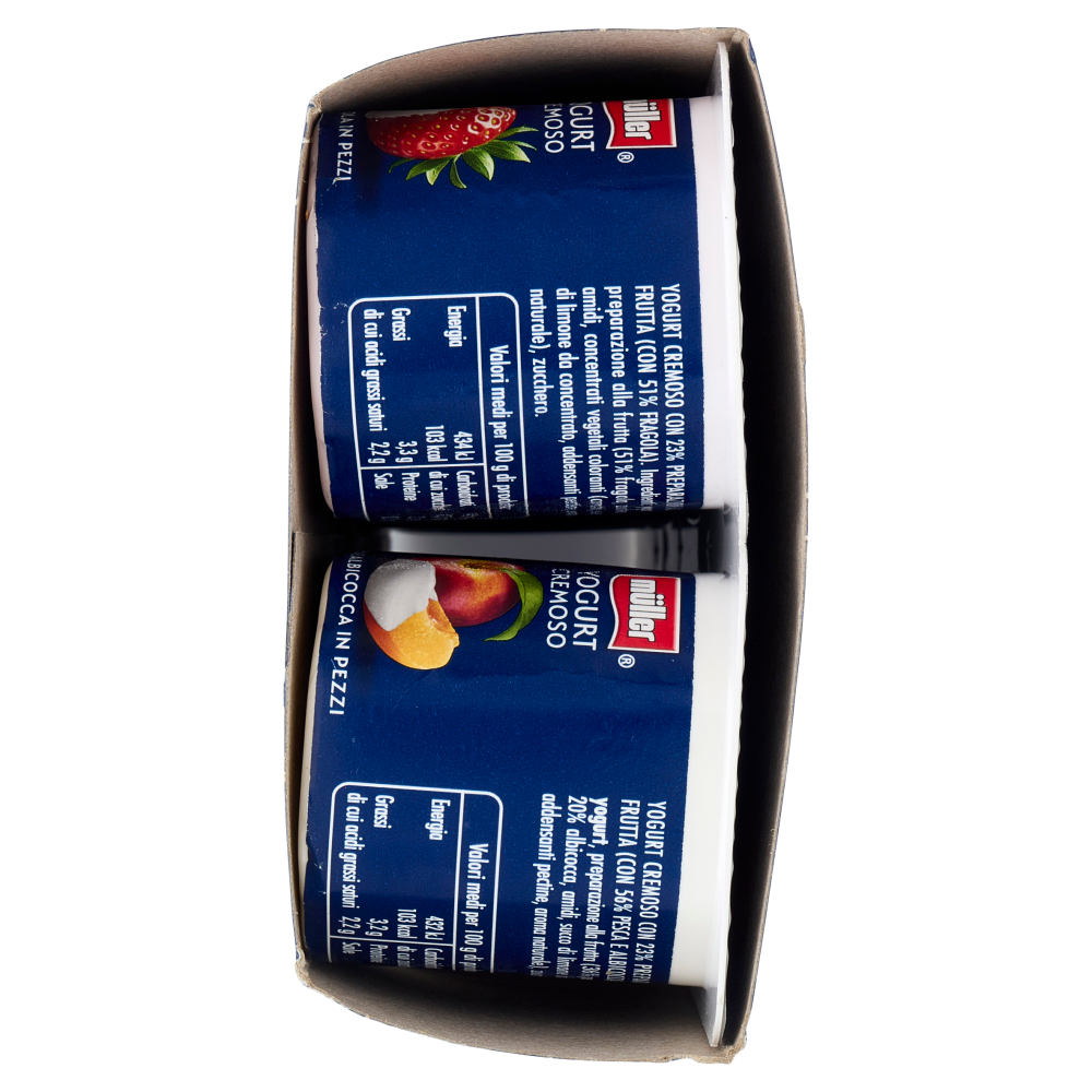 müller Yogurt Cremoso con Frutta in Pezzi Pesca e Albicocca, Fragola, Ciliegia, Cocco 8 x 125 g