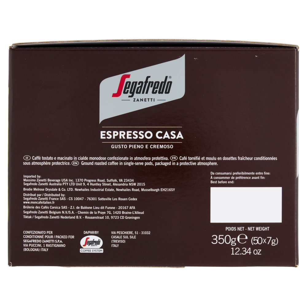 Segafredo Zanetti Espresso Casa Cialde Compostabili* 50 x 7 g