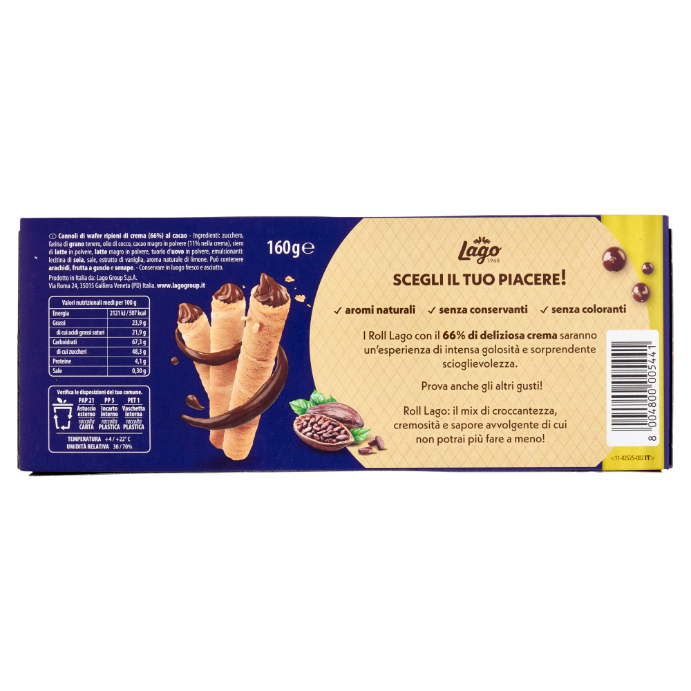 Lago Maxi Roll Cacao 160 g