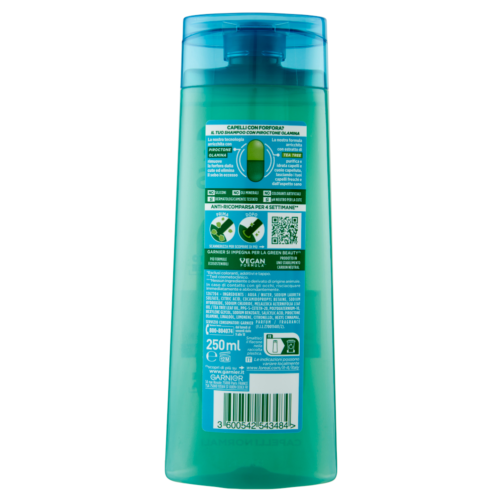 Garnier Fructis Shampoo Antiforfora reoxygen, per capelli normali, 250 ml