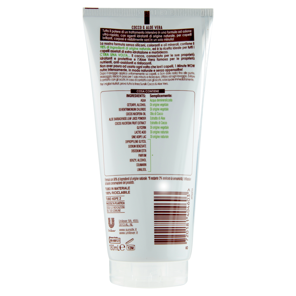 sunsilk Ricarica naturale Cocco & Aloe Vera 1 Minute Wow! Trattamento Intensivo 180 mL