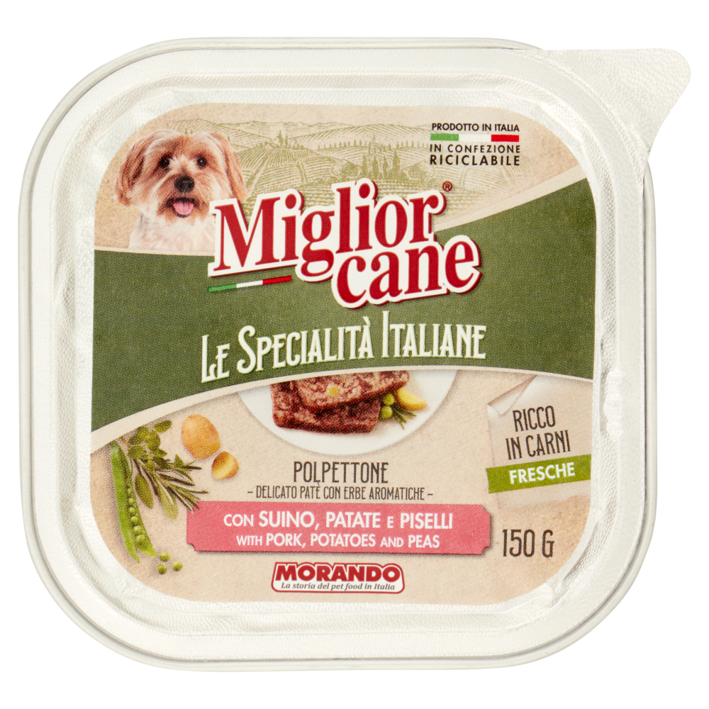 Migliorcane Le Specialit&agrave; Italiane Polpettone con Suino, Patate e Piselli 150 G