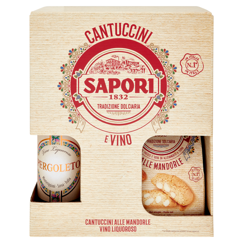 Sapori Cantuccini Toscani IGP alle Mandorle 175 g + Vino Liquoroso Pergoleto 375 ml
