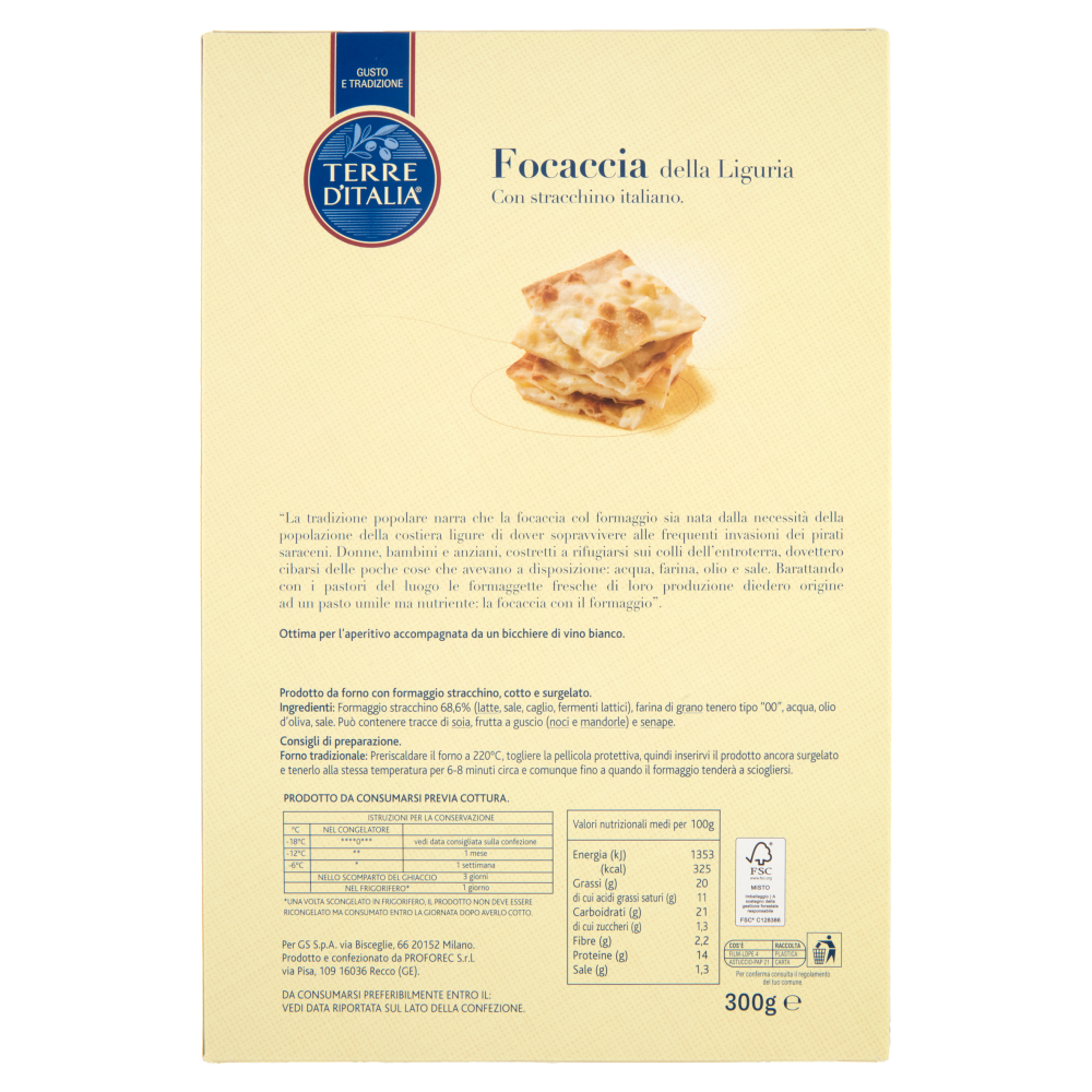 Terre d'Italia Focaccia della Liguria Surgelato 300 g