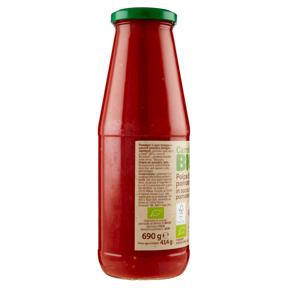 Carrefour Bio Polpa di pomodoro in succo di pomodoro 690 g