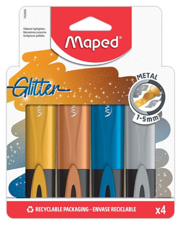 Maped 742000 evidenziatore 4 pz Punta smussata Oro, Argento, Rame, Blu