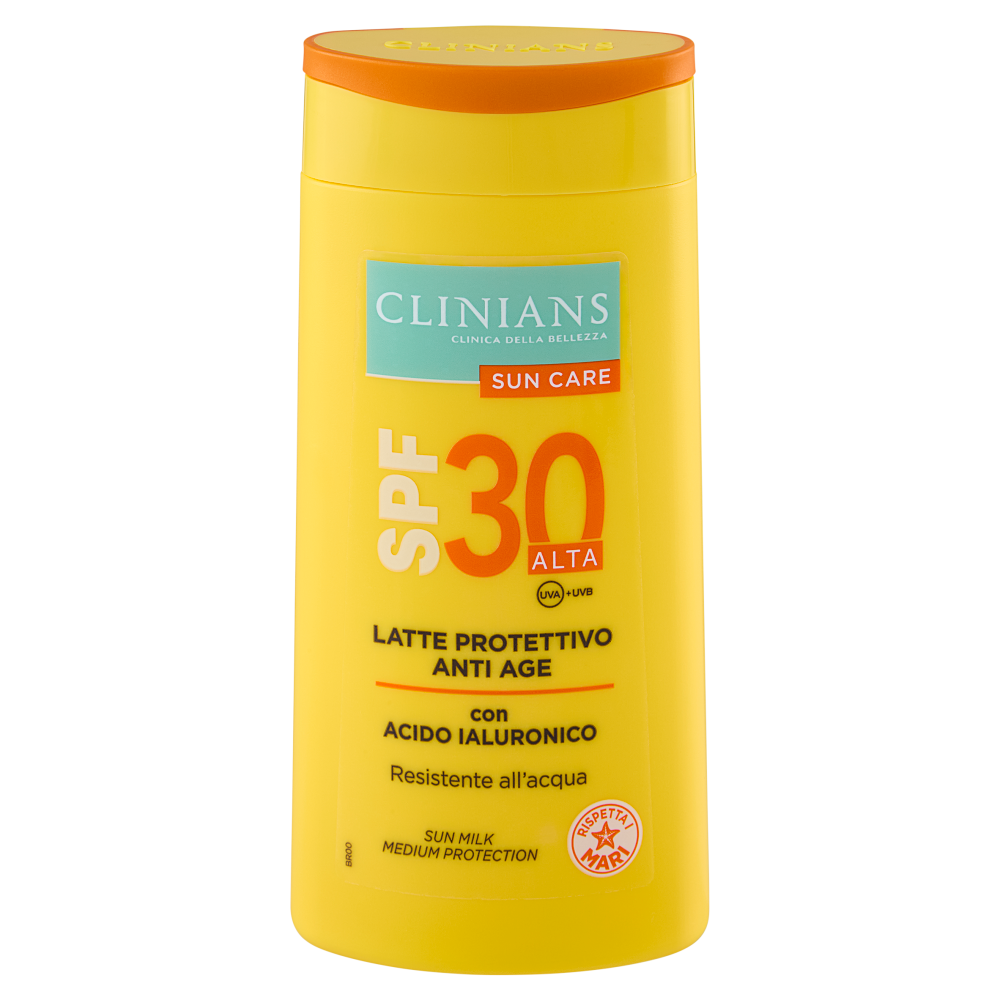Clinians Sun Care Latte Protettivo Anti Age con Acido Ialuronico SPF 30 Alta 200 mL