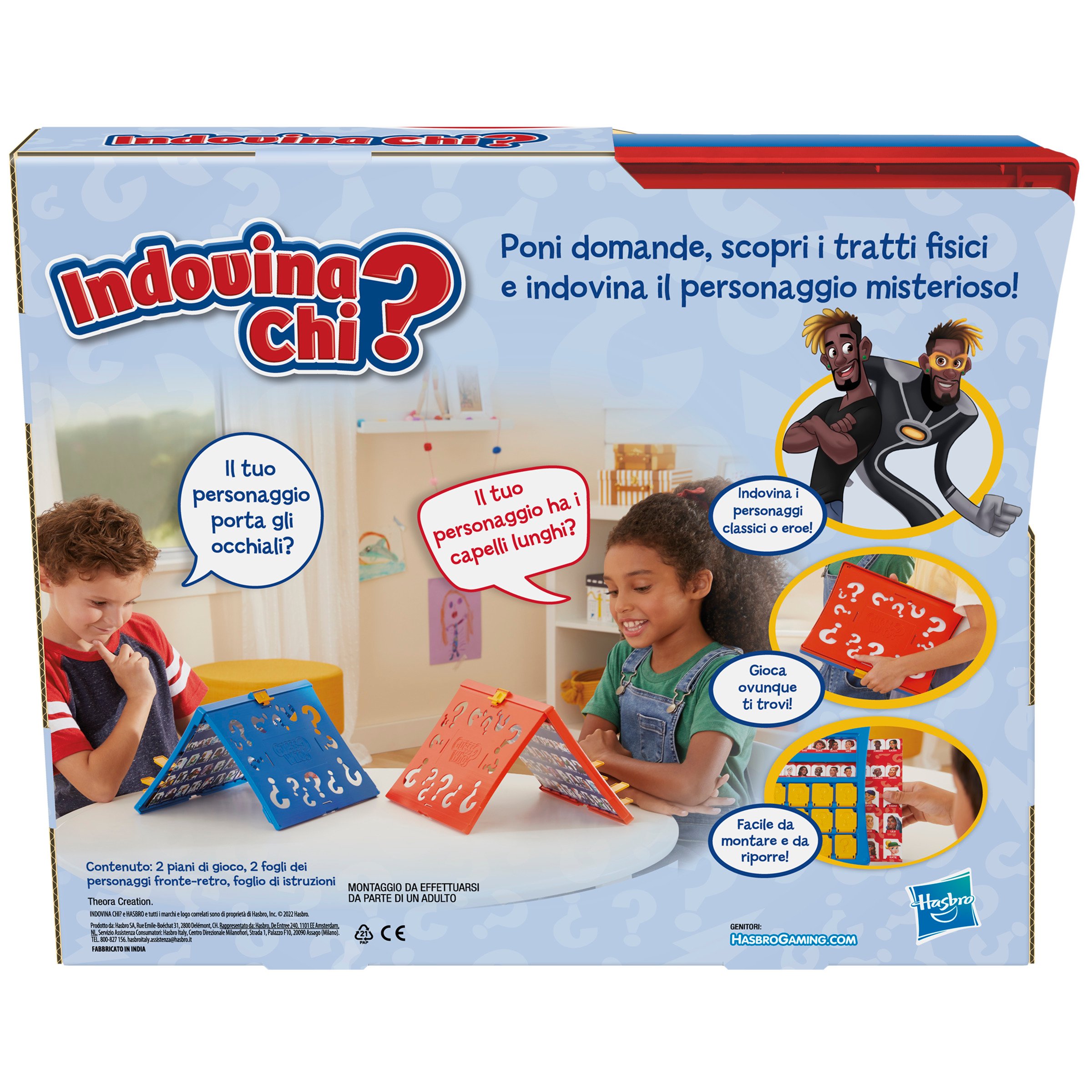Hasbro Gaming Indovina Chi? Refresh, l'originale gioco di ipotesi, gioco da tavolo per bambini e bambine dai 6 anni in su, per 2 giocatori