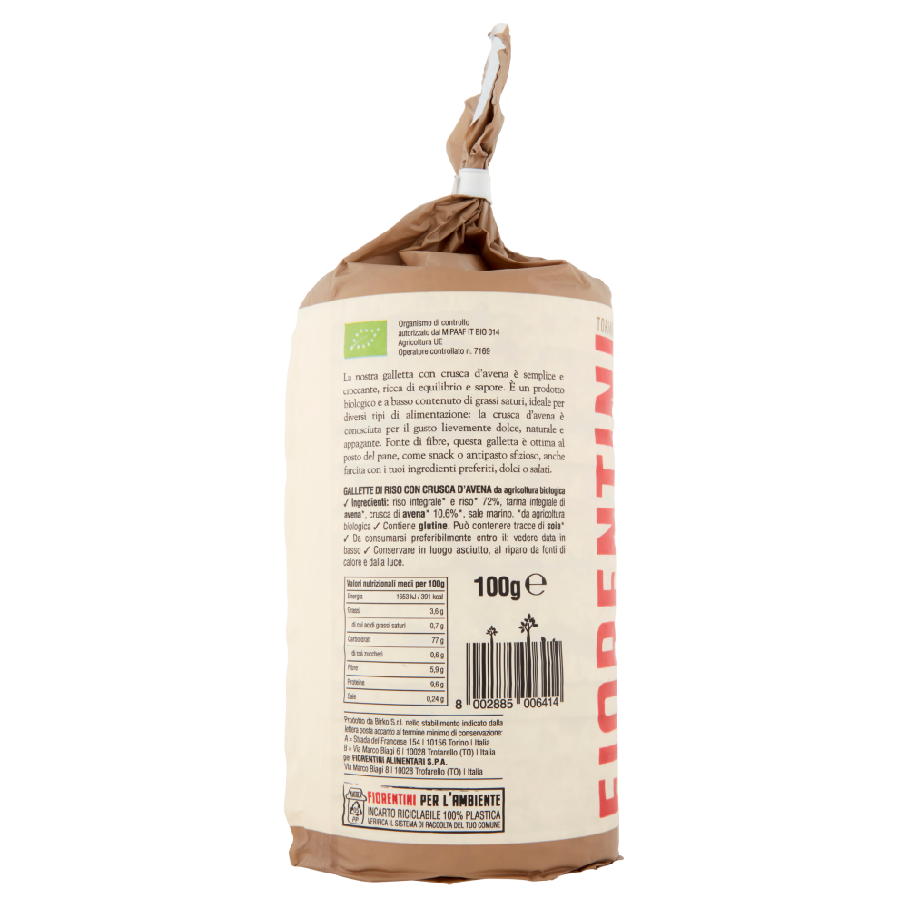 Fiorentini le Originali Gallette Bio Crusca d'Avena 100 g