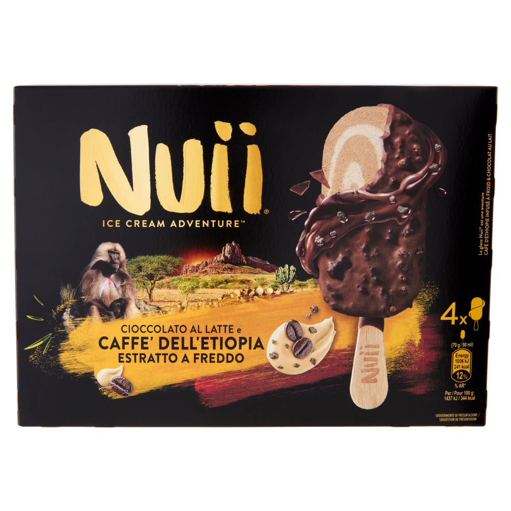 NUII Cioccolato al Latte & Caff&egrave; dell'Etiopia estratto a freddo 4x70g