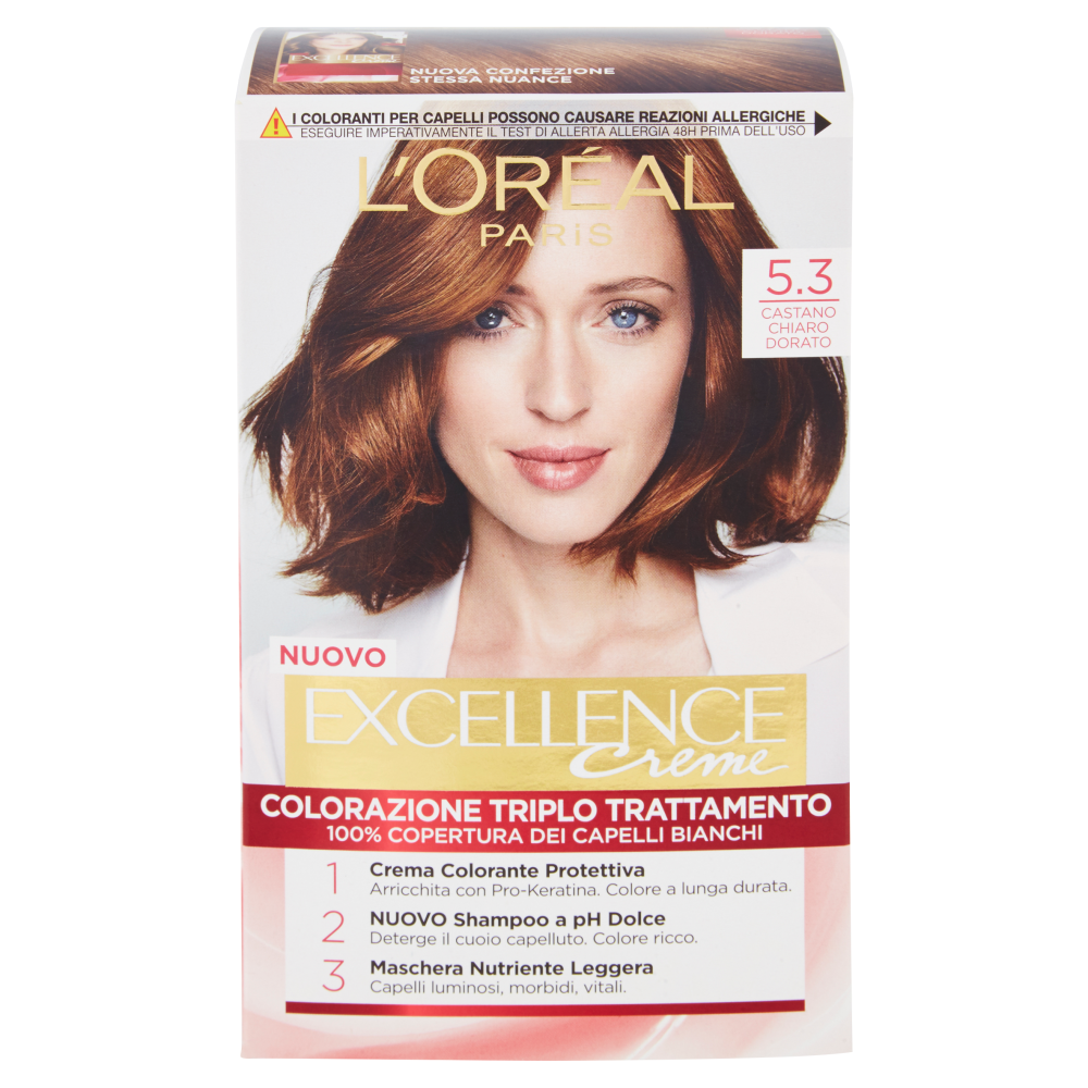 L'Or&eacute;al Paris Excellence, Crema colorante triplo trattamento avanzato, 5.3 Castano Chiaro Dorato