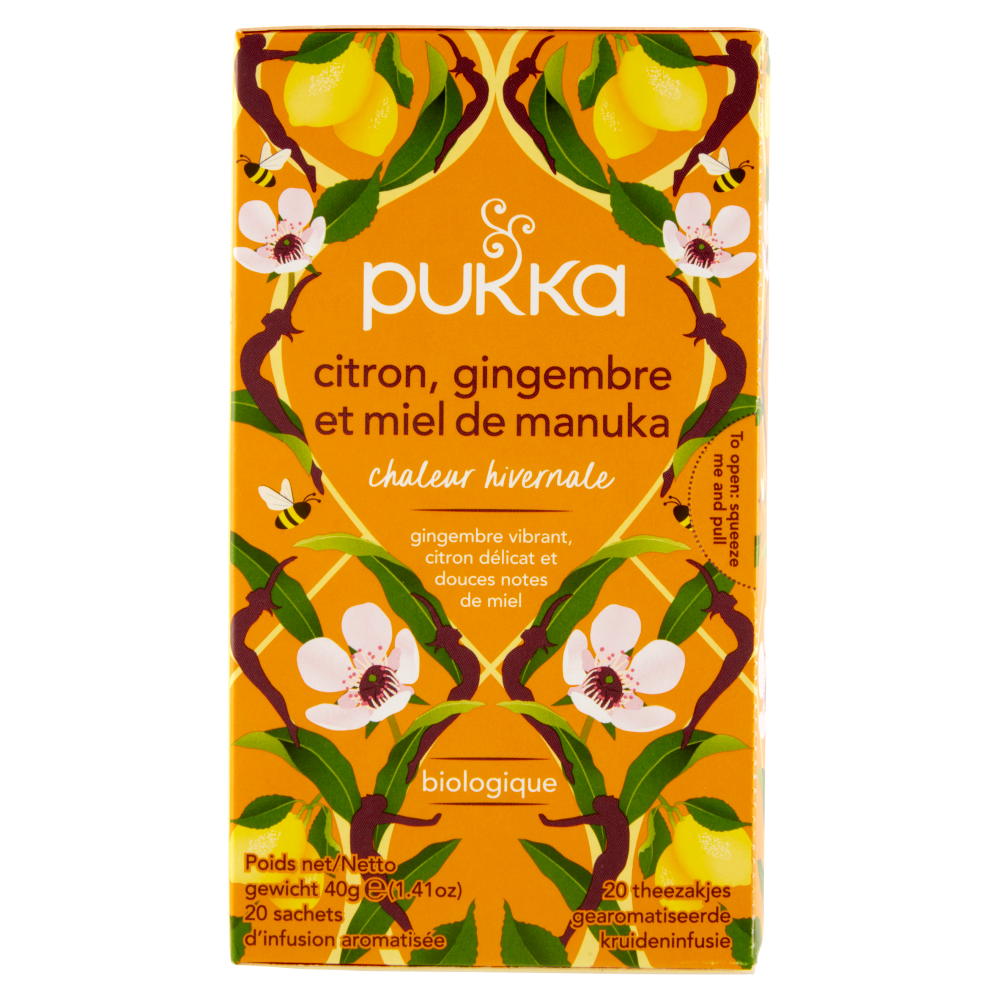 pukka lemon, ginger & manuka honey organic 20 bustine 40 g