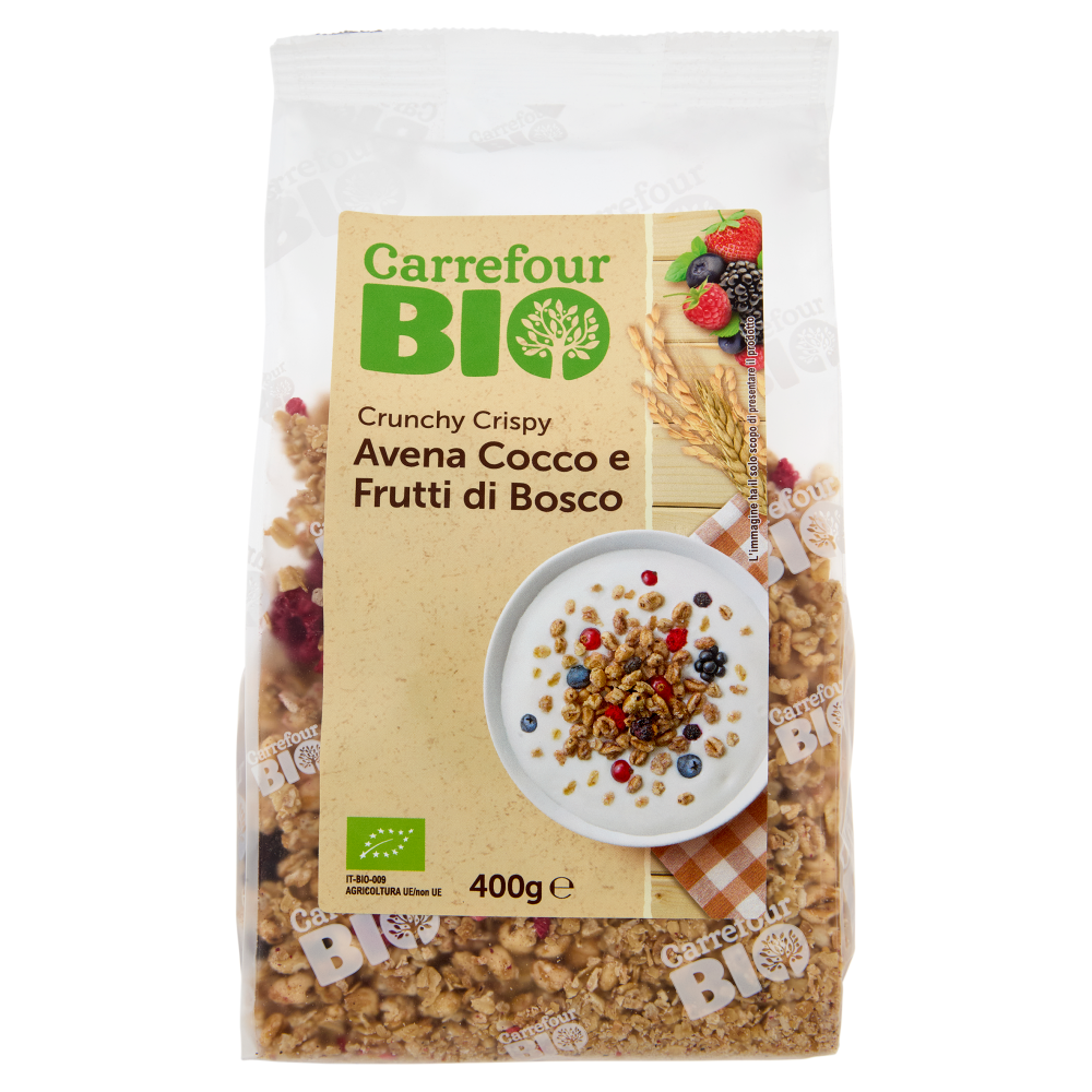 Carrefour Bio Crunchy Crispy Avena Cocco e Frutti di Bosco 400 g