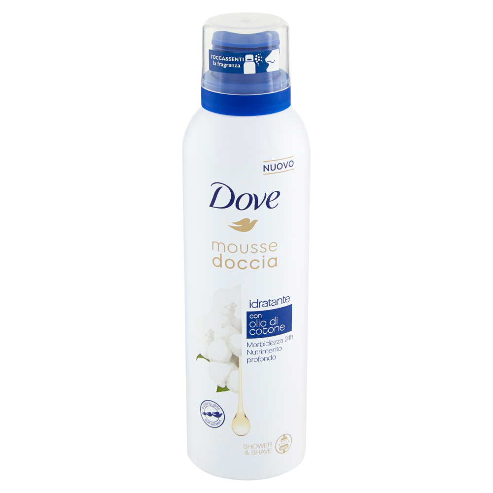 Dove mousse doccia idratante con olio di cotone 200 ml