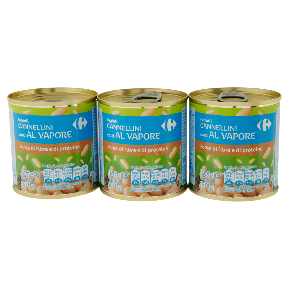 Carrefour Fagioli Cannellini cotti al Vapore 3 x 150 g