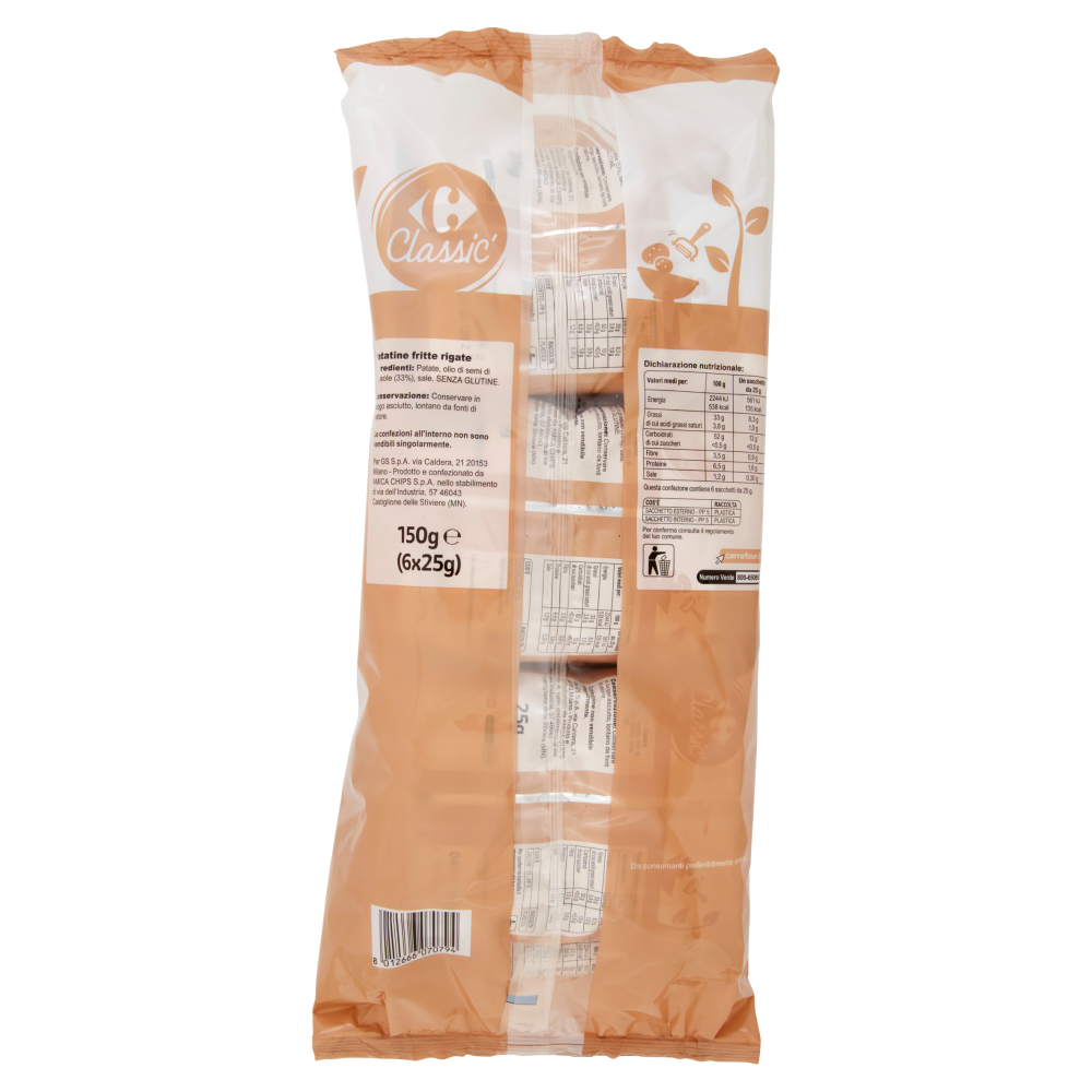 Carrefour Classic Patatine Rustiche 6 x 25 g