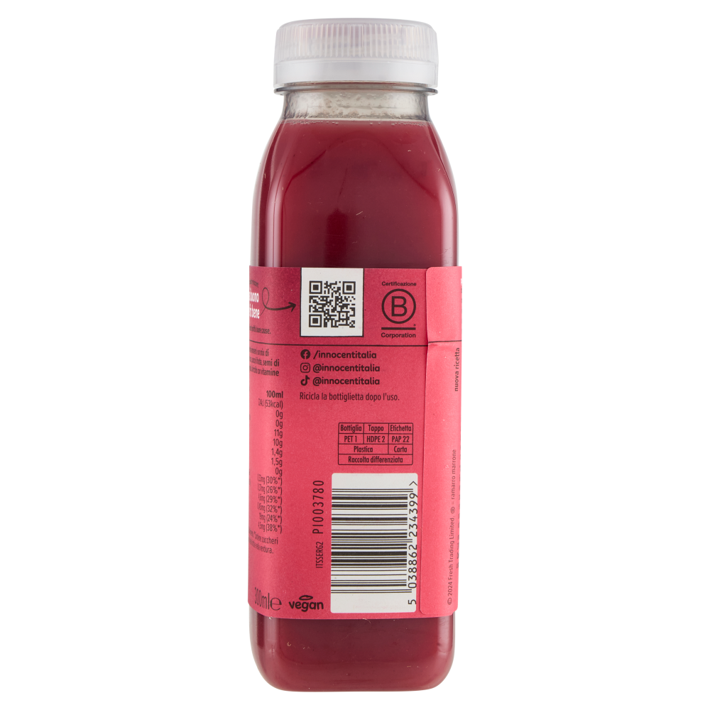 innocent super smoothie Energia* Frutti Rossi Fragola - Ciliegia - Mela - Guaranà 300 ml