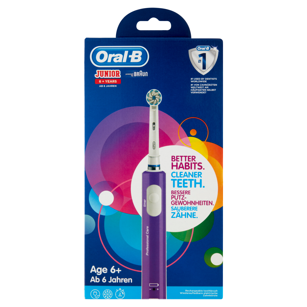 Oral-B Power Spazzolino Elettrico Ricaricabile Junior +6 anni, Viola