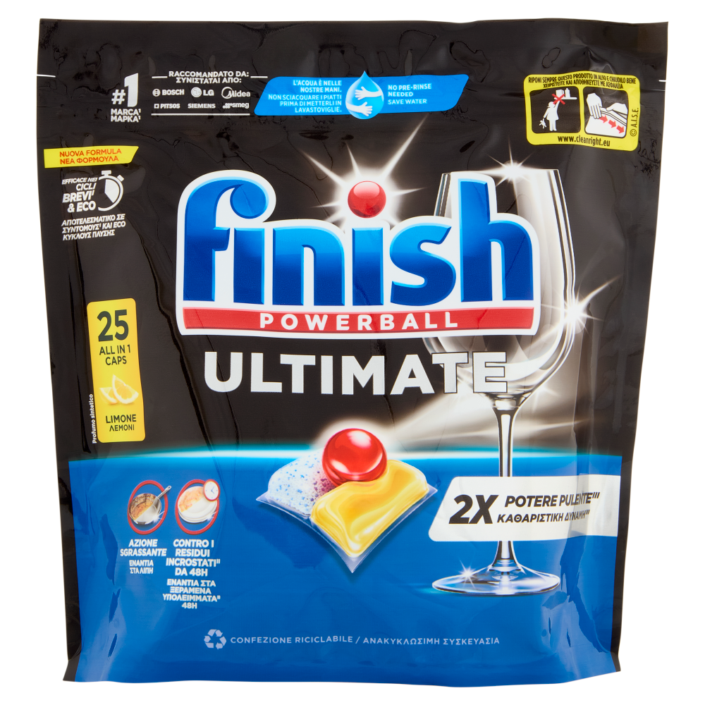 Finish Ultimate Limone pastiglie lavastoviglie 25 lavaggi 322,5 g