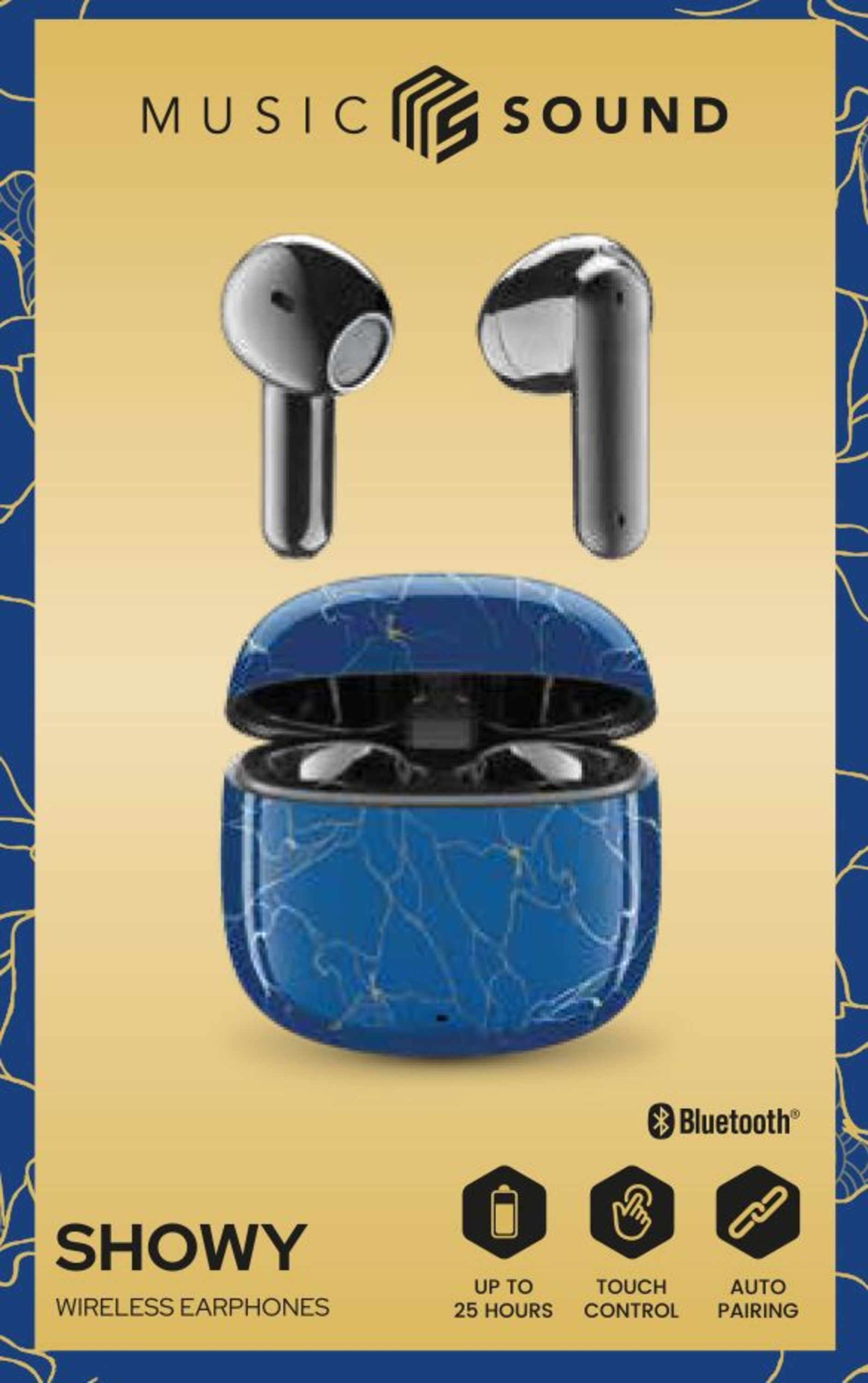 Music Sound Showy Auricolari Bluetooth TWS a capsula senza fili con custodia di ricarica in vari modelli e colori