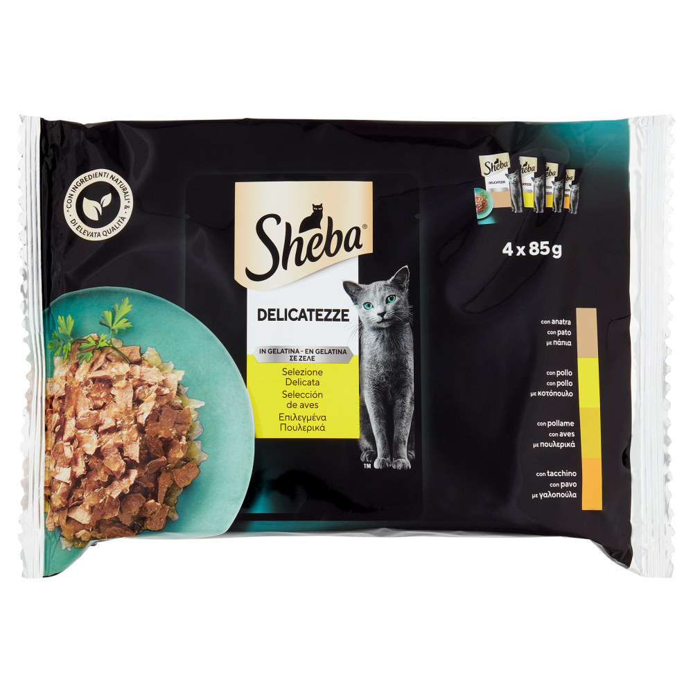 Sheba Delicatezze in gelatina cibo umido gatto Selezione Delicata 4x85g